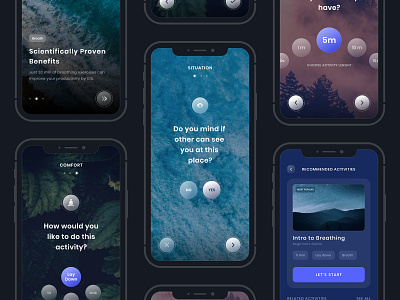 Meditation app concept adobe xd app clean cocept design inspirational ios ios app meditation meditation app mobile mobile app mobile ui natural onboarding purple ui ui ux design uiux ux