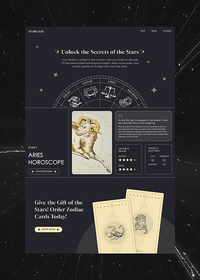 Zodiac Inspired Landing Page branding dailyui dailyux design graphic design illustration landing page product design ui ux ux design vector