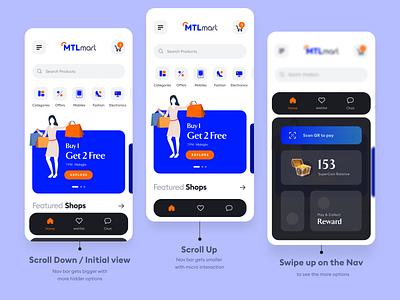 Navigation Concept best navigation bottom sheet creative dhipu dhipu mathew ecommerce app hogoco home homepage interaction design menu mobile app mobile ux navigation navigation bar shopping swipe up