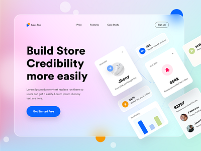 Sales Pop ‑ Social Proof Popup design ecommerce glass glassmorphism homepage notification online plugin plugins saas saas landing page salespop shopify social store trend 2021