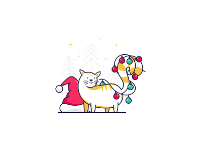 Christmas cat decoration christmas card decoration festival flat grahic design icon icon design illustration merrychristmas vector web illustration