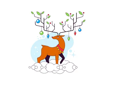 Reindeer animal cloud decoration deer flat illustration reindeer simple vector winter xmas