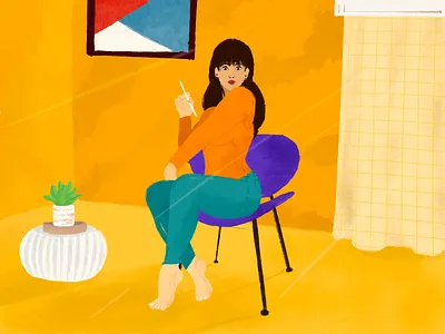 Satabdi 101? art body chair character creative cute design digital dribbble girl graphic graphic design human illustration pose procreate procreate brushes sassy vector