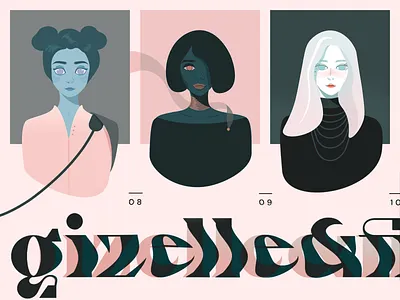 Gizelle & Fiona branding illustration typogaphy website