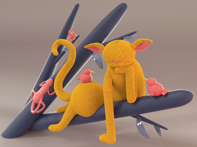 Pacifist 3d 3dmodelling c4d cat cinema4d illustraion