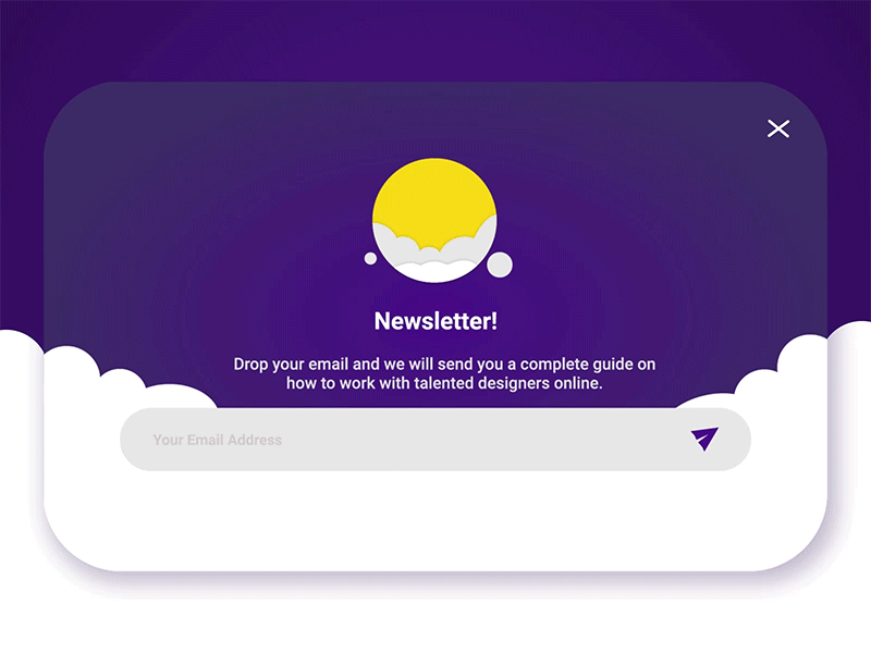Newsletter Pop up Design app concept design dailyui dailyuichallenge design design app flat gif graphic design illustration minimal newsletter overlay popup ui vector