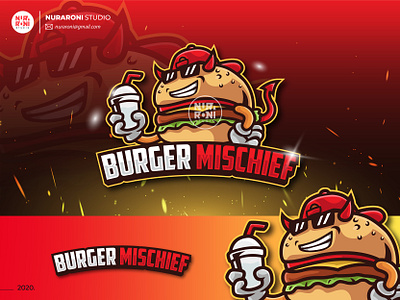 Burger Mischief Mascot Logo adobe illustrator branding cartoon character esport esport logo esport team esportlogo game online games gaming logo logo maker mascot mascot design mascot logo mascotlogo twitch twitch logo vector