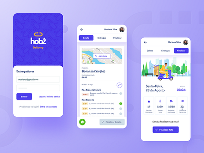 Hobz Delivery - Courier App 🥖 app bakery bread delivery design gradient mobile purple ui uidesign ux ux ui yellow