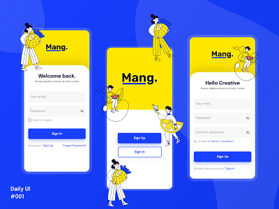 Daily UI #001 — Sign Up adobe xd adobexd app application branding daily ui design illustration login logo mang. mobile register signin signup typography ui ux vector