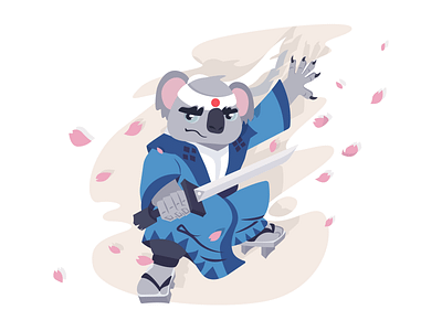 Koala animal fight illustration koala samurai sword vector art