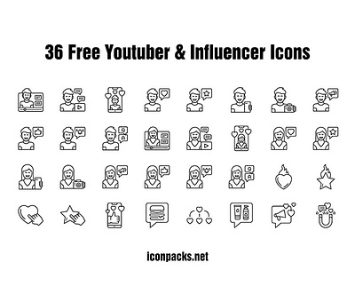 36 Free Youtuber And Influencer Icons free resources freebies icon pack icon set icons illustration png icons svg icons vector youtuber