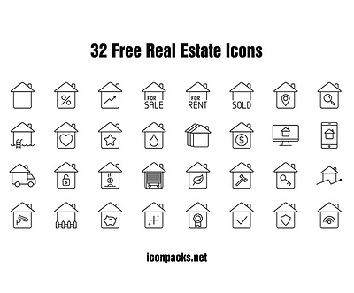 32 Free Real Estate Icons free resources freebies icon pack icon set icons illustration png icons real estate svg icons vector