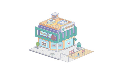 Pharmacy building isometry vector