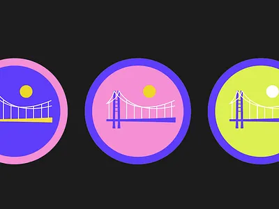 Color exporation on a branding project art bridge cannabis color colors design drawing illustration neon neon colors sky sticker sticker design stickers vector
