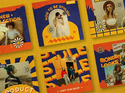 Retro Instagram Template advertising branding design girl instagram instagram stories instagram template layout logo social media social media pack