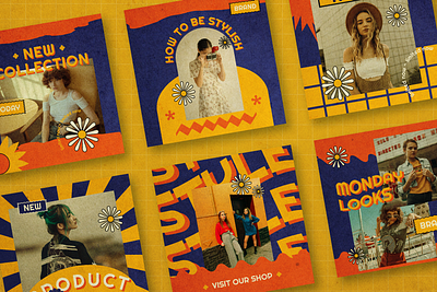 Retro Instagram Template advertising branding design girl instagram instagram stories instagram template layout logo social media social media pack
