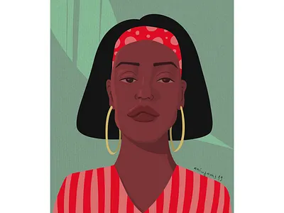 Character Design adobe illustrator ai black girl blm character character design color palette face flat green illustration illustrations portrait red vector vector portrait