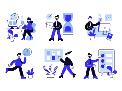 Office life business business people character clock computers concept deadline design effective flat guy illustration man office people plant team time management vector woman