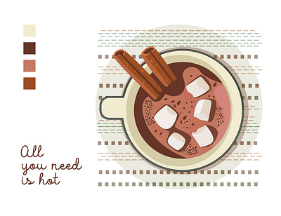 All you need is hot 2 cinnamon cocoa drink hotdrink illustration marshmallows vector