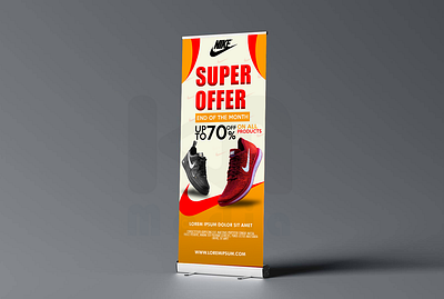 Roll up banner design advertise advertisment branding design ecommerce illustration illustrator logo modern nike nike shoes roll up banner roll up banner design templates temple typography vector