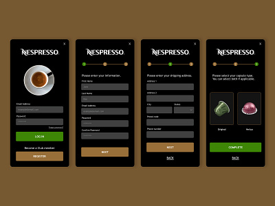 Nespresso Sign in page branding design minimal register page signin ui