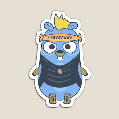 golang Gopher and Cyberpunk sticker, t-shirt cyberpunk developer engineer geek geeky go golang golang gopher gopher language programmer programming