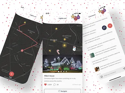 Christmasprism App Design app christmas design finder illustration lights map mobile app ui