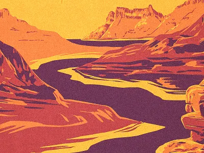 Southwestern Landscape arizona canyon desert gorge illustration landscape mountain new mexico procreate river southwest texas utah western works progress administration wpa