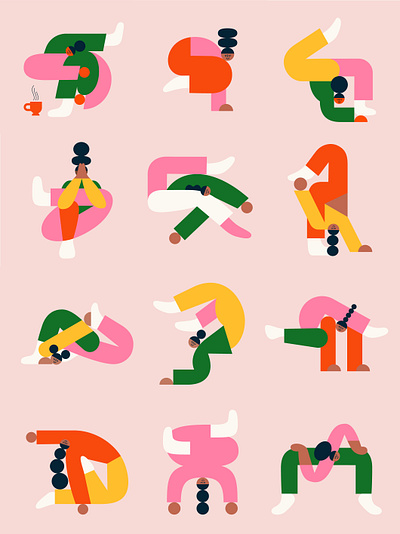Yogis characterdesign characterillustration colourful design flat illustration vectorart yoga