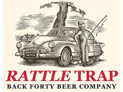 Rattle Trap Label illustrated by Steven Noble etching graphic art illustration illustrator ink art line art pen and ink scratchboard woodcut steven noble