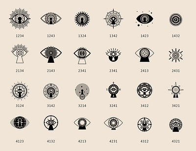 Eye, sun, keyhole, compass - permutations compass keyhole permutations sun