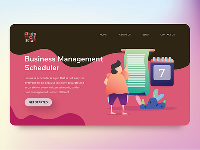 Explore 11 - Landing Page Business Management Scheduler business exploration illustration landingpage management pink rounded ui web vector web webdesign