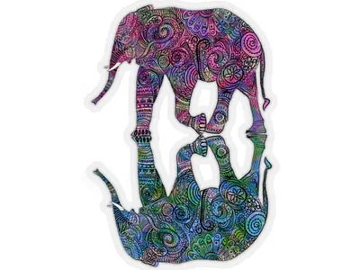 Twin flame color design elephant floral flower illustration rainbow