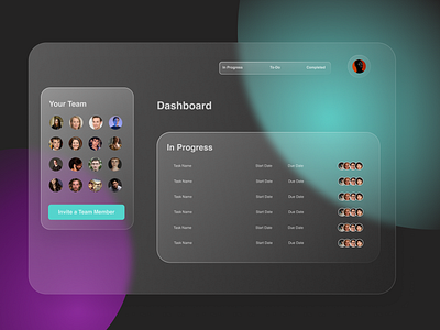 Glass Dashboard Shot dashboard dashboard ui figma glass ui ui design