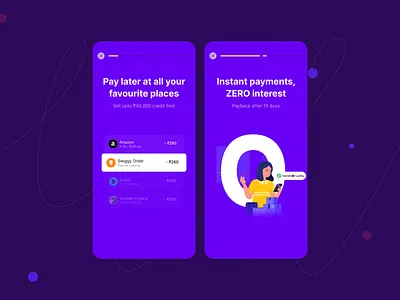 Product Intro app blue illustration intro minimal onboarding payment ui