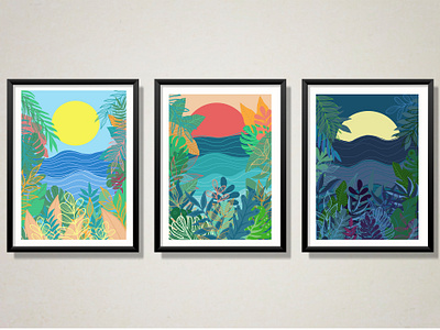 jungle view artdesign artillustration artwork beach illustration beachdeaign illustration illustration digital illustrations sunart sunillustration surfacepattern