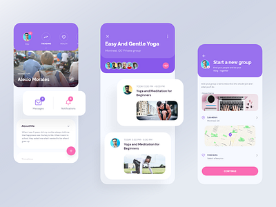 App UI - Timeline | Exo UI kit activity app ui design location map menu message mobile app mobile ui notification product profile profile card timeline ui user ux