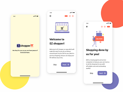 EZshopper onboarding app design onboarding shopping ui ux