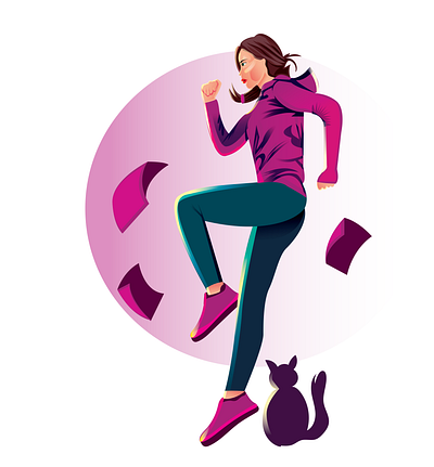 Run fast illustration avatar branding cartoon character digital art flat girl graphic design icon illustration logo portrait illustration running ui ux vector