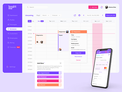 SaaS product BookitMe. branding calendar calendar ui desctop design graphic planing saas saas app saas design ui ui ux uiux