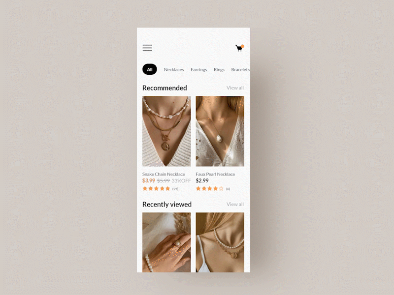 Jewelry web site animated gif animation card clean e commerce jewelry minimal ui ux
