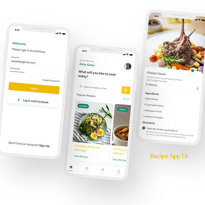 Recipe App Ui appdesign design recipe app ui uidesign uiux