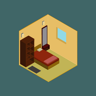 Isometric bedroom bedroom illustration isometric procreate sketch