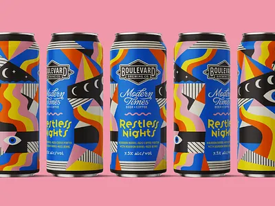 Restless Night Can Design beer art beer label branding can design illustration package design vector