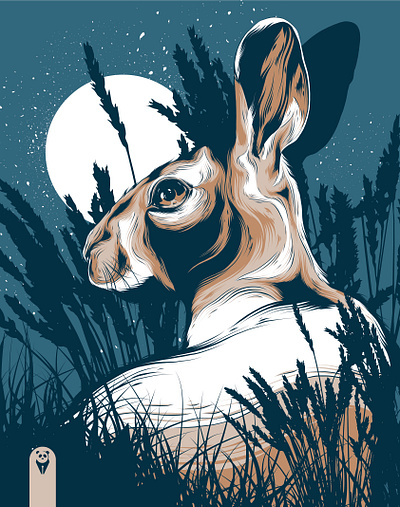 Moonlight Hare animal animal art animal illustration badge bunny bunny logo design hare illustration packaging poster art poster design posters rabbit rabbit illustration rabbit logo vector