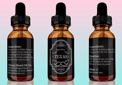 Beard Oil Label for "Texas" beard beard balm beard label beard label design beard logo beard oil bearded bearded man design packaging packaging design