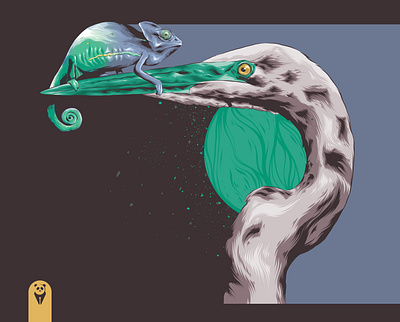 Reaching New Heights animal animal art badge bird branding chameleon design heron illustration lizard poster art poster design posters stork vector