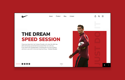 Nike ft. Cristiano Landing Web UI Design - Practicing adobexd branding cristiano design dream graphic design minimal nike session speed typography ui uiuxdesign ux web website