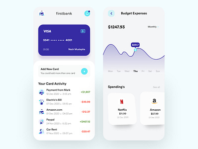 Bank App - New Colors Scheme - Finance App bankapp bankcard bankingapp card clean freebie green mobiledesign new newstyle orange popular purple shot uidesign uiux