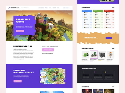 Landing page for Minecraft Server / minemen.club club game gamers landing landing page design leaderboards london minecraft minimal play player responsive server staff top ui web website